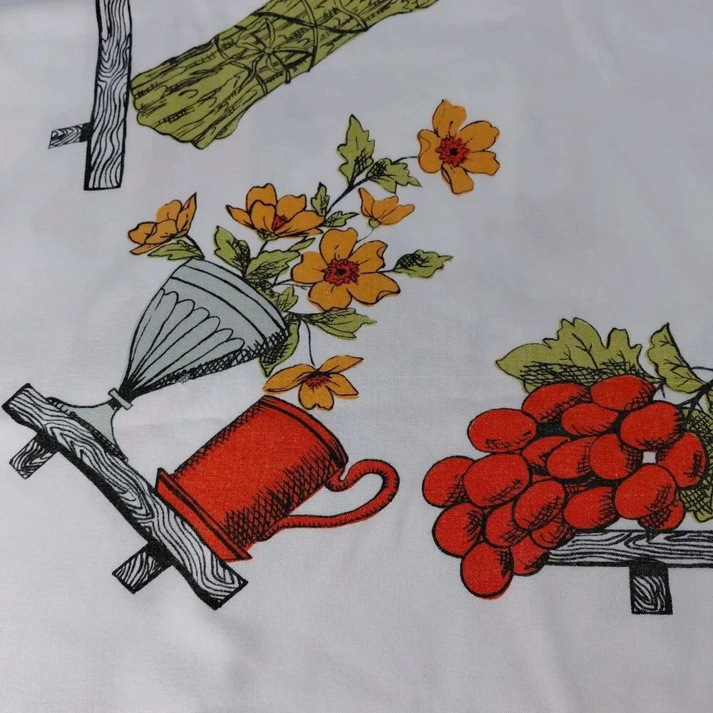Vtg Vegetable Floral Table Cloth Rectangle Bridge 1960's 59.5x54